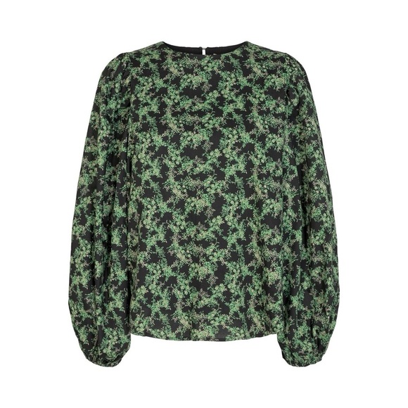 Sofie Schnoor Floral Balloon Sleeve Blouse Green/Navy - Picture 2 of 13